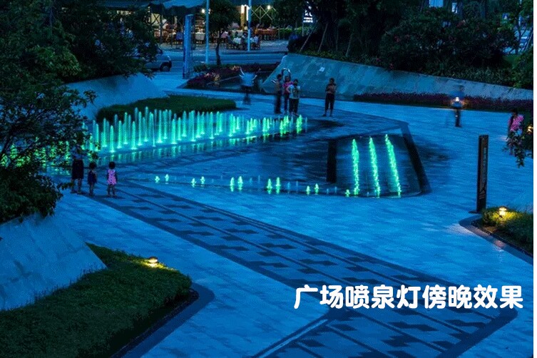 廣場(chǎng)LED噴泉燈夜間效果